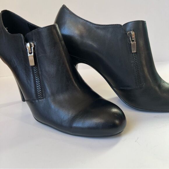 Franco Sarto L-Sync Ankle Black Leather Zip Heeled Ankle Stiletto Bootie SZ 9 - Picture 5 of 15